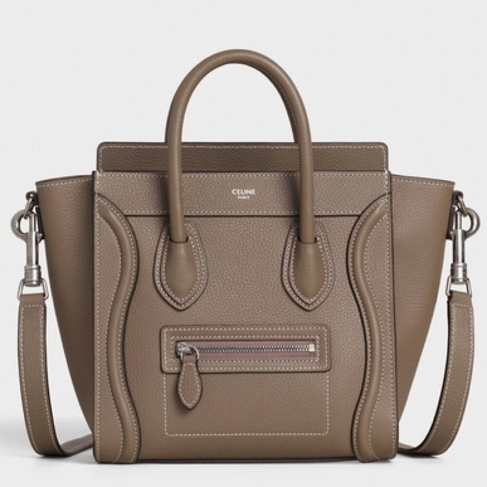 CELINE NANO LUGGAGE BAG IN DRUMMED CALFSKIN IN GREY